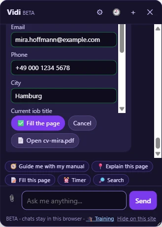 Fills forms from your CV
