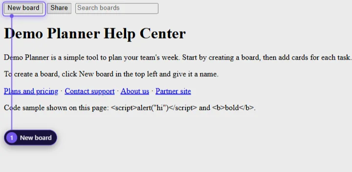A page with the New board button marked by the plugin