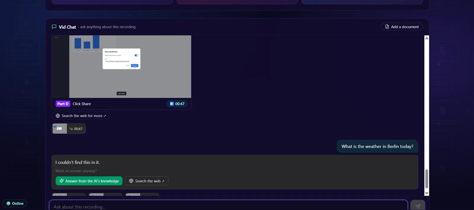 Step 7. Ask questions about the video (Vid Chat)