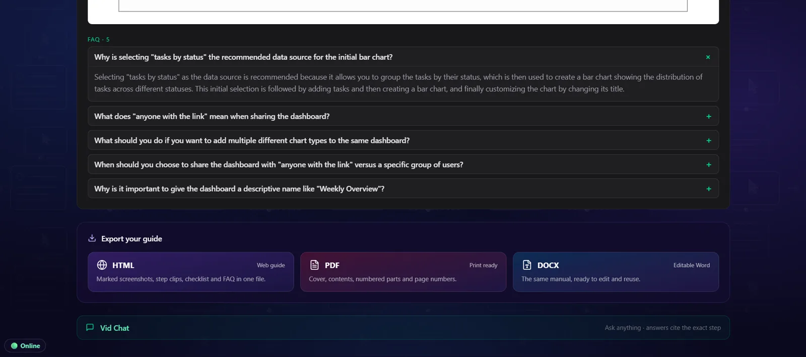 Step 6. Save your guide (export)