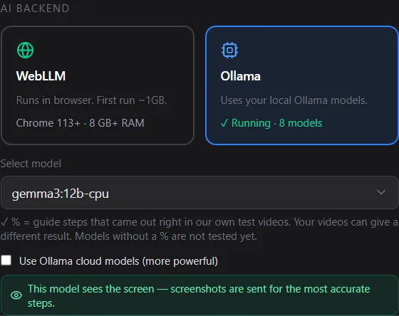 Step 3b. Which AI writes the guide: Ollama