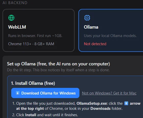 Step 3d. Ollama says "Not detected"